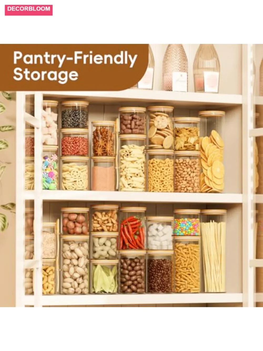 Airtight Glass Food Storage Containers with Bamboo Lids, 5-Pack Pantry